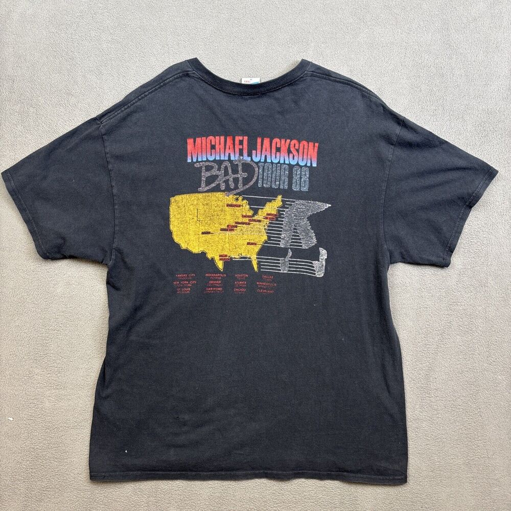Junk Food Michael Jackson Bad Tour '88 Short Sleeve Top Gray Shirt Size M - Picture 2 of 12